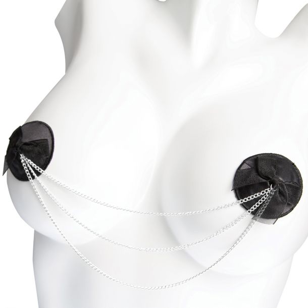 Nippel Pasties mit Ketten - Schwarz