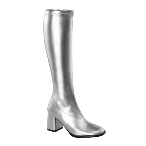 Retro Stiefel GOGO-300 - PU Silber