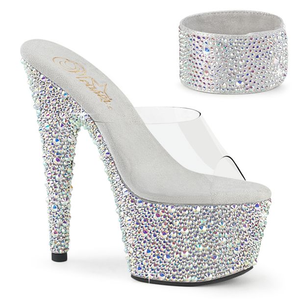 Plateau High Heels BEJEWELED-712MS - Silber