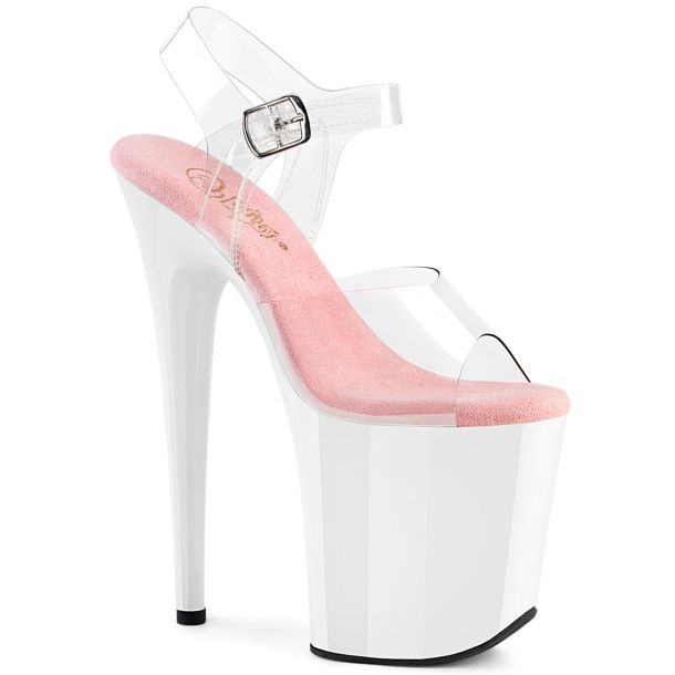 Extrem Plateau Heels FLAMINGO-808 - Baby Pink / Weiß