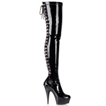 Overknee Stiefel DELIGHT-3063 : Lack Schwarz