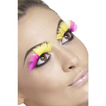 Feder Augenwimpern - Pink/Gelb*