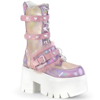 Gothic Stiefel  ASHES-120 - Lack/Baby Pink