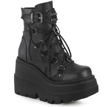 Gothic Ankle Boots (Vegan) SHAKER-60 - Lederimitat Schwarz