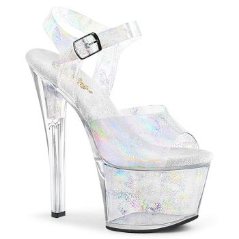 Plateau High Heels SKY-308N - TPU Silber/Klar