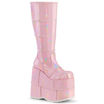 Plateau Stiefel STACK-301 - Baby Pink Hologramm
