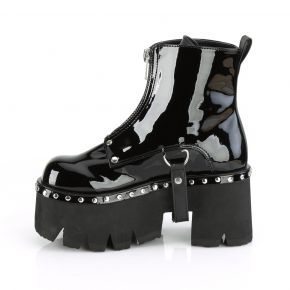 Gothic Ankle Boots ASHES-100 - Lack Schwarz