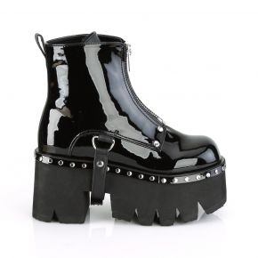 Gothic Ankle Boots ASHES-100 - Lack Schwarz