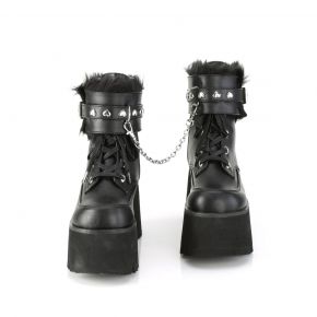 Gothic Ankle Boots ASHES-57 - Lederimitat Schwarz
