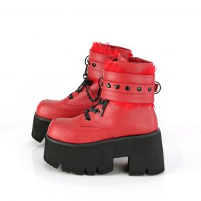 Gothic Ankle Boots ASHES-57 - Lederimitat Rot