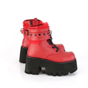 Gothic Ankle Boots ASHES-57 - Lederimitat Rot